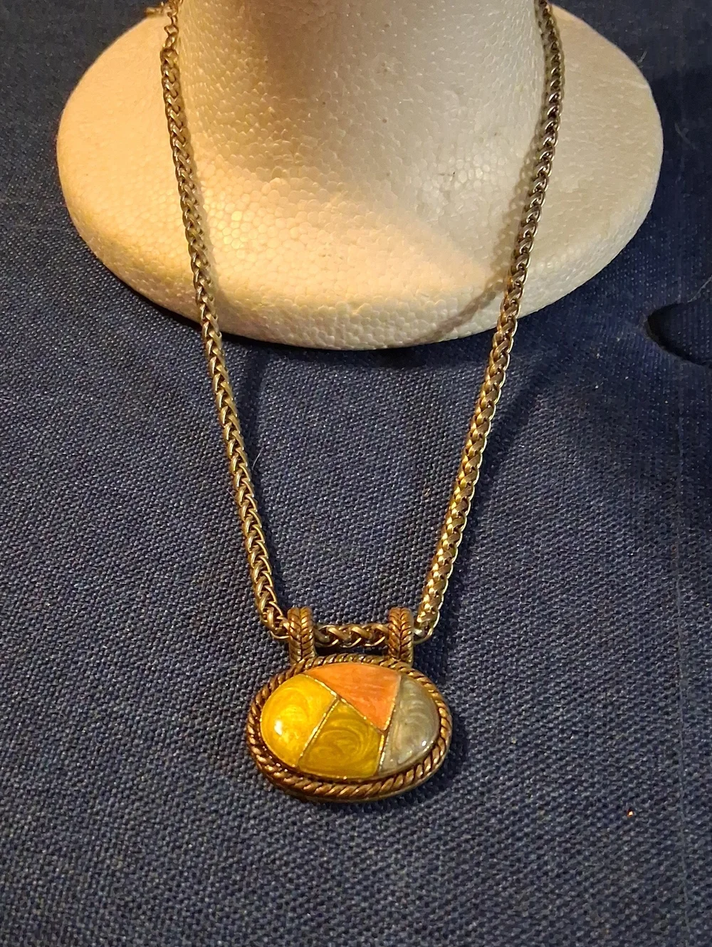 Silver-Tone Multicolor Enamel Oval Pendant Necklace - Women Jewelry